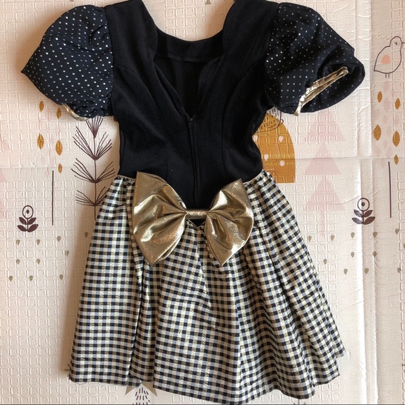 Holiday Christmas Black & Gold Girl Dress (Size 7) - Picture 5 of 8